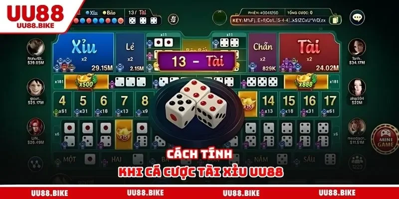 Cách tính khi cá cược tài xỉu UU88